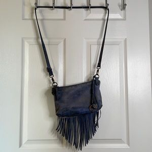 Lucky brand leather fringe crossbody handbag